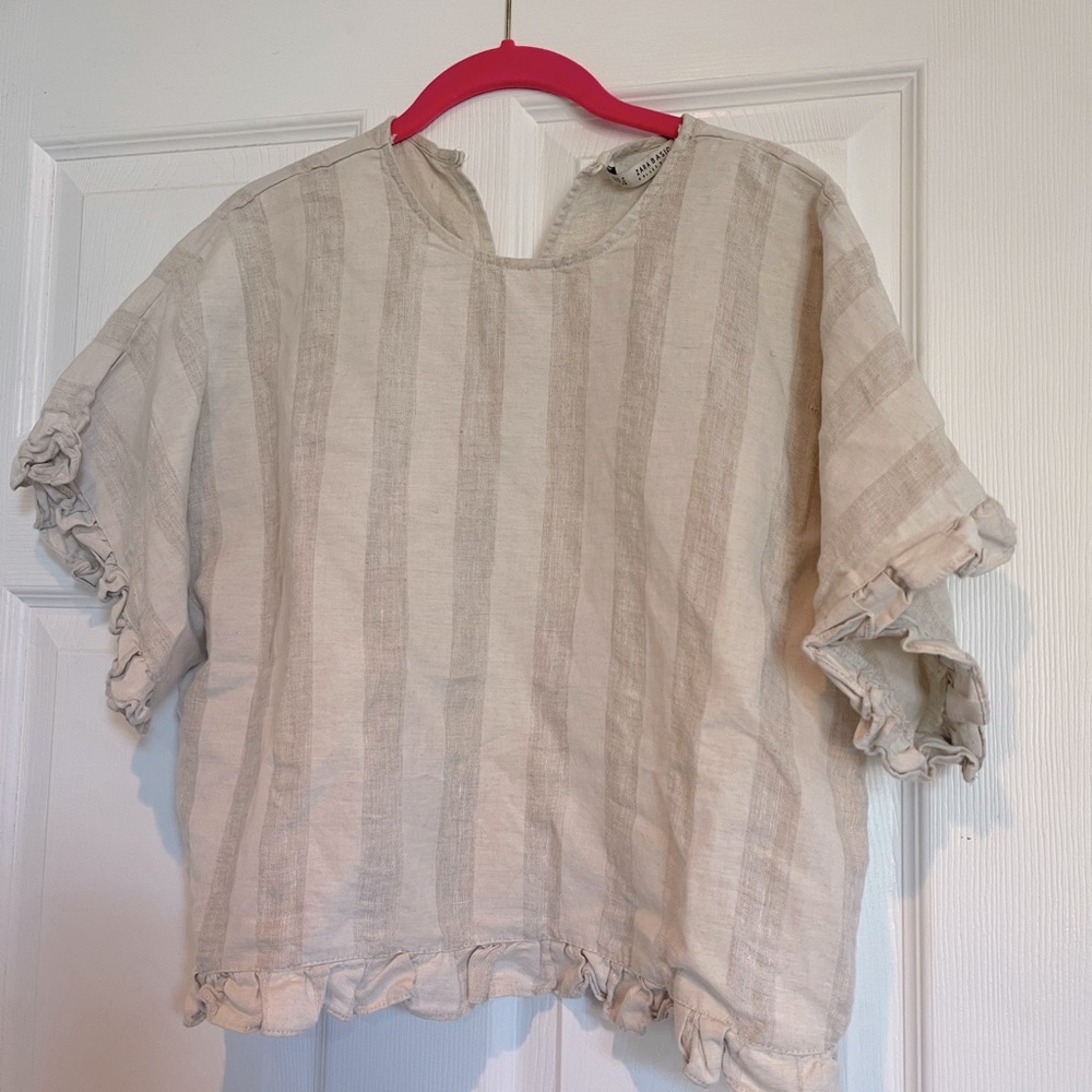 Zara Beige stripped blouse